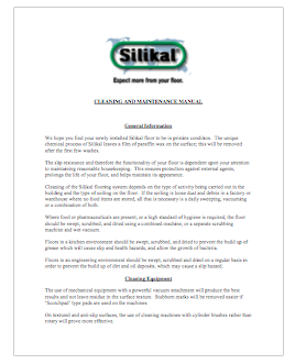 Silikal-flooring-CLEANING-AND-MAINTENANCE- MANUAL